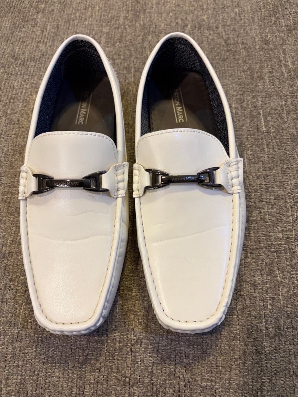 Men's Aston Marc White Leather Bit Loafers Size 12